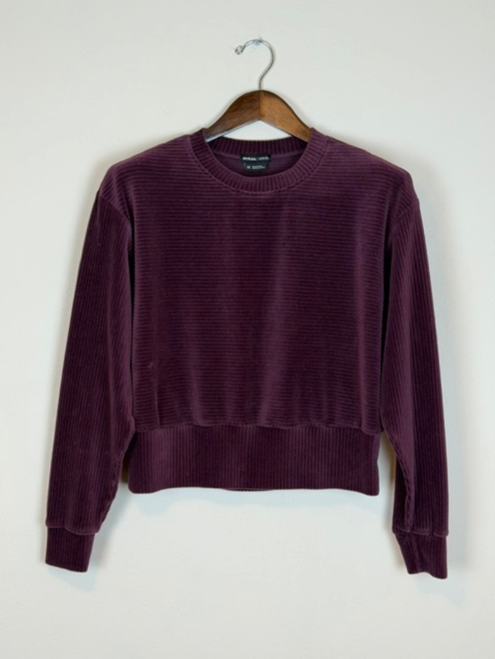 PrAna Women's Velour Ribbed Long Sleeve Sweatshirt - Purple - Size Medium Cozy